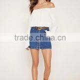 2016 Shandao New Arrival Plain Dyed Cotton Summer Fashion off Shouder Long Sleeve Design Skirts and Blouse thumbnail-3