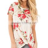 New Design 2017 summer short sleeve floral blouse