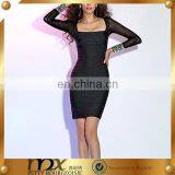 short party dress square column bandage dress