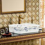 Square Shape Beautiful Flower Decal Above Counter Art Basin Sink Wash Basin for Bathroom