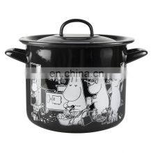 China Zhejiang Black Logo Enamel Cereal Fruit Metal Bowl With Red Rolled Rim for Home thumbnail-5