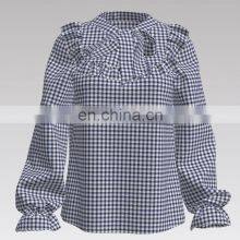 High Quality Plaid 100% Cotton Yarn Dyed Navy Check Design thumbnail-4