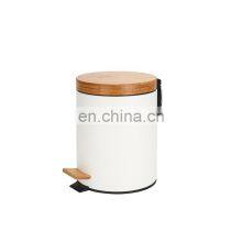 Entry-level Basic 3L 5L 12L 20L 30L Stainless Steel Round Pedal Bin Bamboo Lid Soft Close Inner Bucket Home Bathroom Kitchen thumbnail-2
