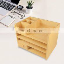 Bamboo Desktop Organizer Book Shelves Files Wood Fully Assembled Book Rack Book Shelf With Drawers For Office Desktop thumbnail-4