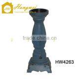 Hongwei Antiquated Dark Blue Wooden Candle Holder thumbnail-1