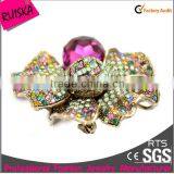 2015 Latest Arrival Crystal Flower Brooch With Big Rosiness Stone Colorful Rhinestone thumbnail-2