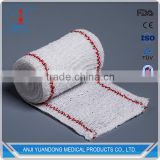 YD-3006 Bleached White Color Crepe Elastic Bandage With Red Line