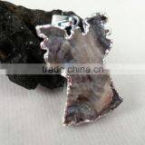 Natural Angel Shape Agate Druzy Quartz Pendant Plated Edge for Jewelry Decoration thumbnail-4