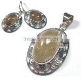 Rutilated Quartz Silver Pendant Earrings Jewelry Wholesale 925 Silver Jewelry Set thumbnail-1