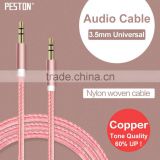 3.5mm Aux Cable Jack to Jack Gold Plated Universal Audio Cable Male to Male for Car for iPhone Beats' headphone