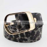 2015 Designer Fashion Women's Leopard Pointed Plain Pierced Belt With Fuax Leather Factory China thumbnail-3