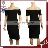 2016 Short Sleeve Black New Party Wear Pattern for Women Strapless Dress thumbnail-1
