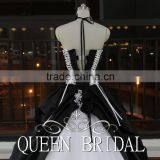 Real Works Strapless Black and White Wedding Dresses 2015 Ball Gown thumbnail-5