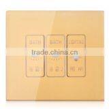 3 Gans 3 Ways Glass Panel Touch Switch With LED Indicator