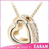 Easam Fashionable Eternal Love Double Heart Crytsal Gold Jewelry Quality Choice thumbnail-4