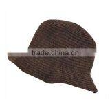 China OEM Custom Brown Bucket Hat 100% Plain Wool Wide Brim Bucket Hat thumbnail-2