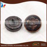 Vintage Flower Pattern Leather Covered Shank Button