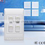 South Africa Electronic Component PC Material 4 Gang Light Switch With CCC,CE,IEC Certificates