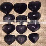 Natural cat eyes obsidian heart shaped crystal stones for sale