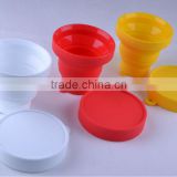 Elegant reuseable economical flexible convenient portable silicone telescopic cup with lid