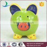 2015 Newest Ceramic Lovely Green Decal Piggy Bank With Coin Counter thumbnail-2