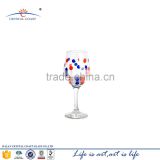 bohemia style glass stemware goblet wine glass with painting craft, painted wine glass designs