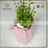 Garden Small Colorful Decorative Burlap Jute Flower Pot thumbnail-3