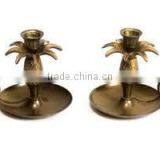 Antique Brass Pineapple Chamberstick Candle Holder thumbnail-1