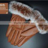 2015 Fashion Winter Leather Gloves Women Fur Gloves Ladies Leather Gloves thumbnail-6