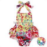 Newborn Baby Clothes Wholesale Cotton Halter Ruffled Bubble Baby Girl Romper thumbnail-2