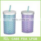 16oz New Design Diamond Band Cold Mug With Metal Lid thumbnail-1