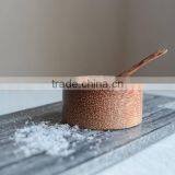 Natural Coconut Wood Salt Cellar/mini Coconut Spoon/ Condiment Set thumbnail-4