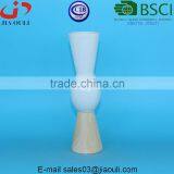 Popular Style Tall Pillar With Wood Print Bottom Ceramic White Vase for Decoration thumbnail-2