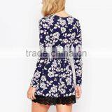 2015 Fashionable Hot Sale OEM Customized Wrap Romper With Lace Hem in New Floral Print thumbnail-2