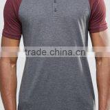 Custom Contrast Raglan Short Sleeve Button Placket Dark Grey Men's 50% Cotton 50% Polyester 200gsm Fashion Slim Fit Polo T-Shirt thumbnail-3