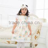 Girl Casual Dress ,fashion Floral Ruffle With Headband,wholesale Dress thumbnail-6