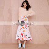 MGOO High Quality Wholesale Women Long Skirts With Block Print Midi High Waist Skirts 15146A360 thumbnail-4