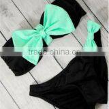 Black Strapless Bowknot Design Bikini Swim Wear