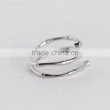 F20060N Bamboo Texture Double Helix Diamond Flexible Silver Ring thumbnail-2