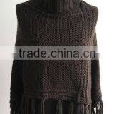 2014 Fashion Ladies Turtle Neck Knitted Poncho Pullover Sweater thumbnail-1