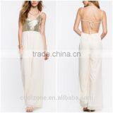 Adjustable Strap Sequined V Neck Wide Leg Jumpsuit Women Clothes thumbnail-1