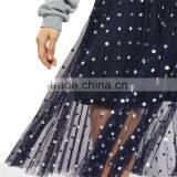 2017 OEM Spring Knee Length Navy Blue Foil Spotted Sequin Skirt thumbnail-3