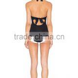 Black and White Was Thin Piece Swimsuit Conservative thumbnail-3