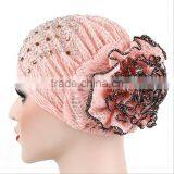 Hot Drill Head Hat With a Large Flower Plate Flower Cap India Arabian Head Scarf Spot thumbnail-1