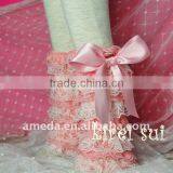 Kids Light Pink White Lace Warmers With Light Pink Bow LM67B6 thumbnail-1