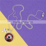 Fashion Jewelry Silver Plated Cross Cat Copper Halloween Necklace thumbnail-3