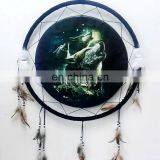 Handmade Traditional Original ~ Dream Catcher Wolf Design Campanula Ornaments With Feather for Garden, Kitchen, Bedroom