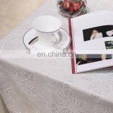 2019 High Quality Printing Tablecloth Jacquard White Rectangle Banquet Party Home Wedding Church Table Cloth With Flower Pattern thumbnail-3