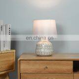 Antique Nordic Style Beige Embossed Decorative Night Table Lamp Porcelain for Home Decor thumbnail-4