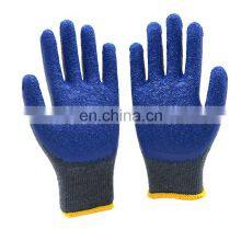 Custom Industrial Safety Construction Anti Slip Grip Heavy Duty Cotton Blend Blue Rubber Latex Coated Gardening Working Gloves thumbnail-2